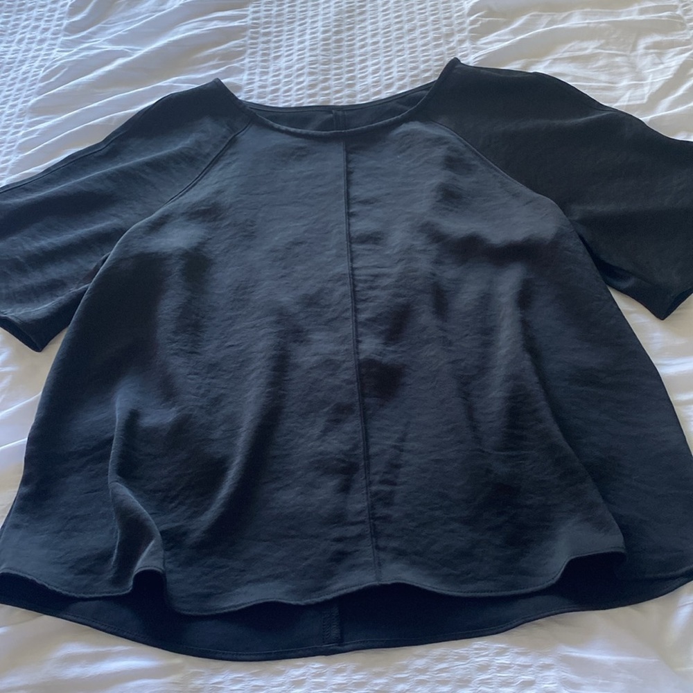 Anthropologie daily practice black sleek open back blouse size medium - Picture 7 of 12